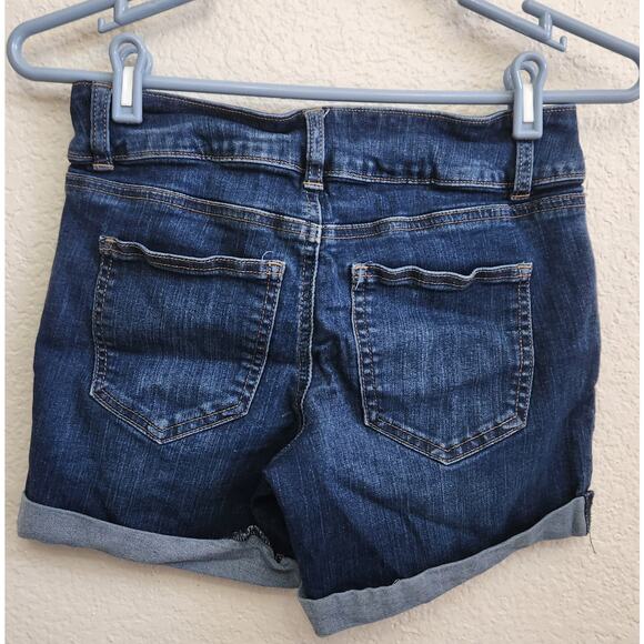 Signature Studio Dark Blue High Waisted Denim Shorts 4 Lightweight Soft Stretch - Picture 2 of 4